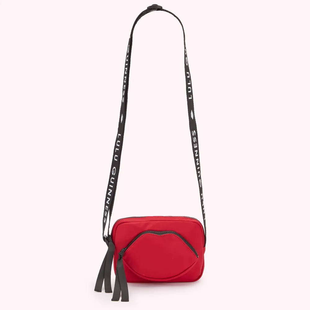 LULU RED NYLON PAM CROSSBODY BAG