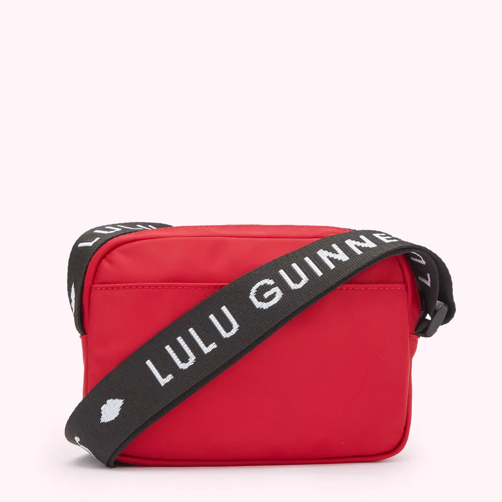 LULU RED NYLON PAM CROSSBODY BAG