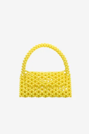 Melie Bianco Morgan Yellow Beaded Top Handle Bag