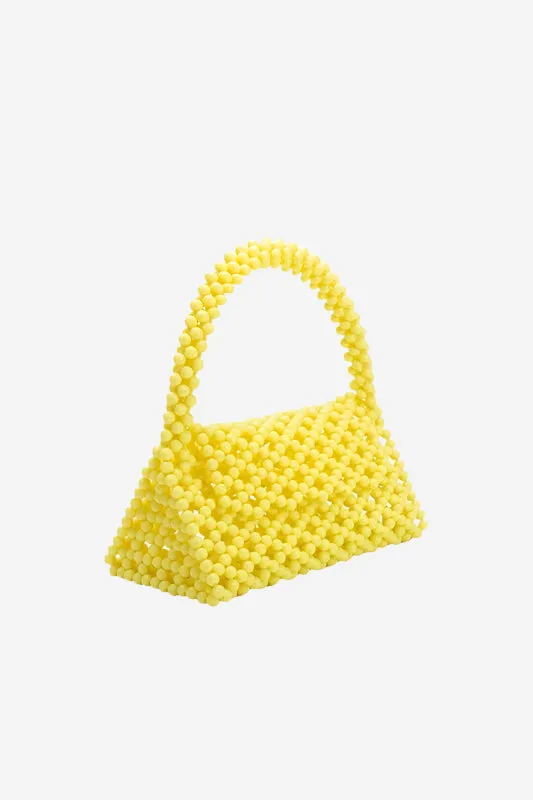 Melie Bianco Morgan Yellow Beaded Top Handle Bag