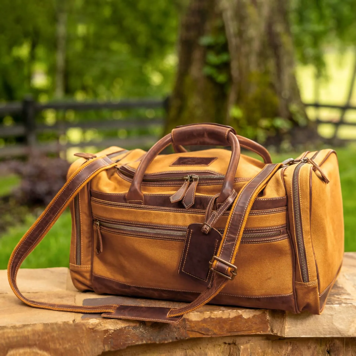 Men's Canvas Duffle Bag In Brown