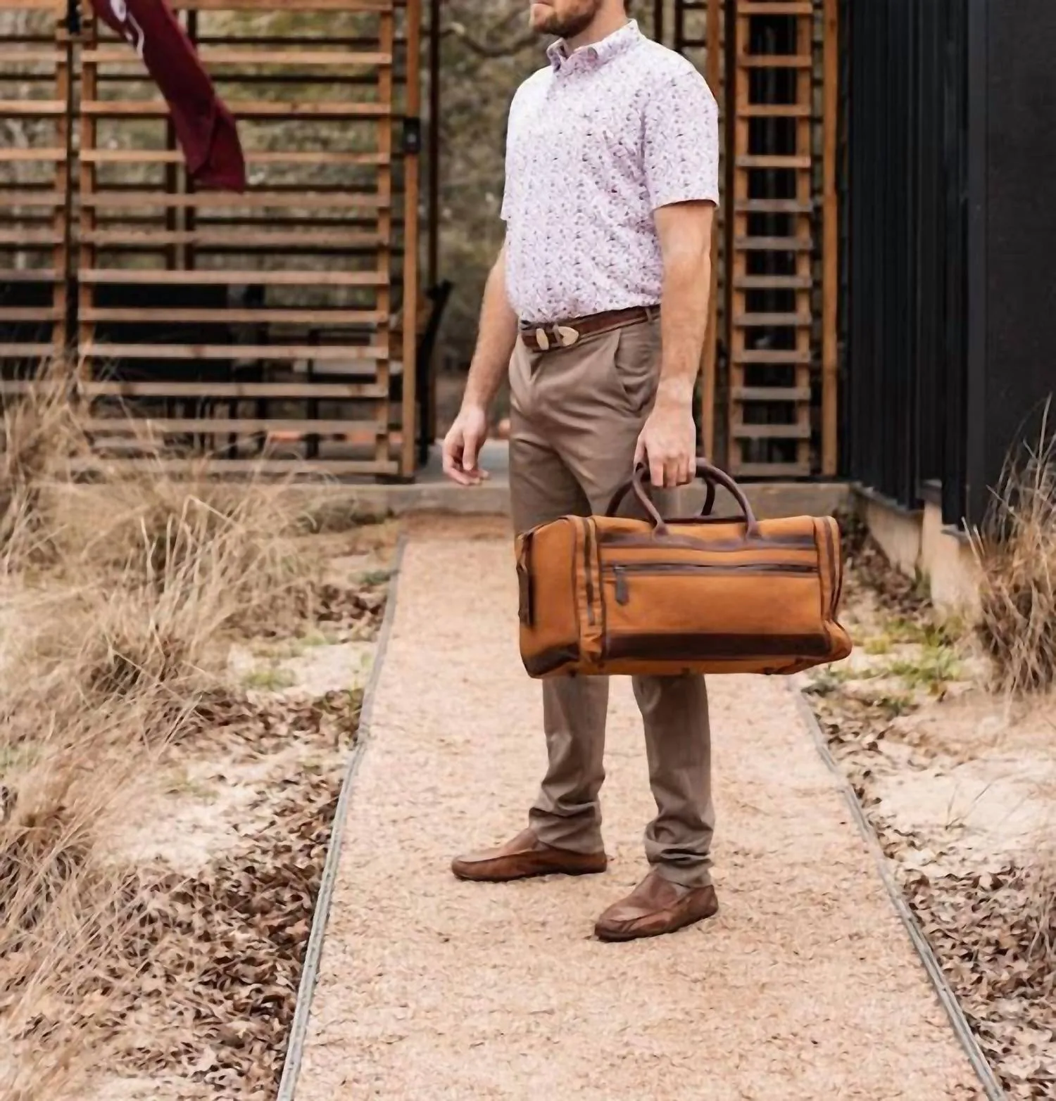 Men's Canvas Duffle Bag In Brown