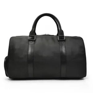 Men's Endre Weekender Vintage Leather Duffle Bag In Black