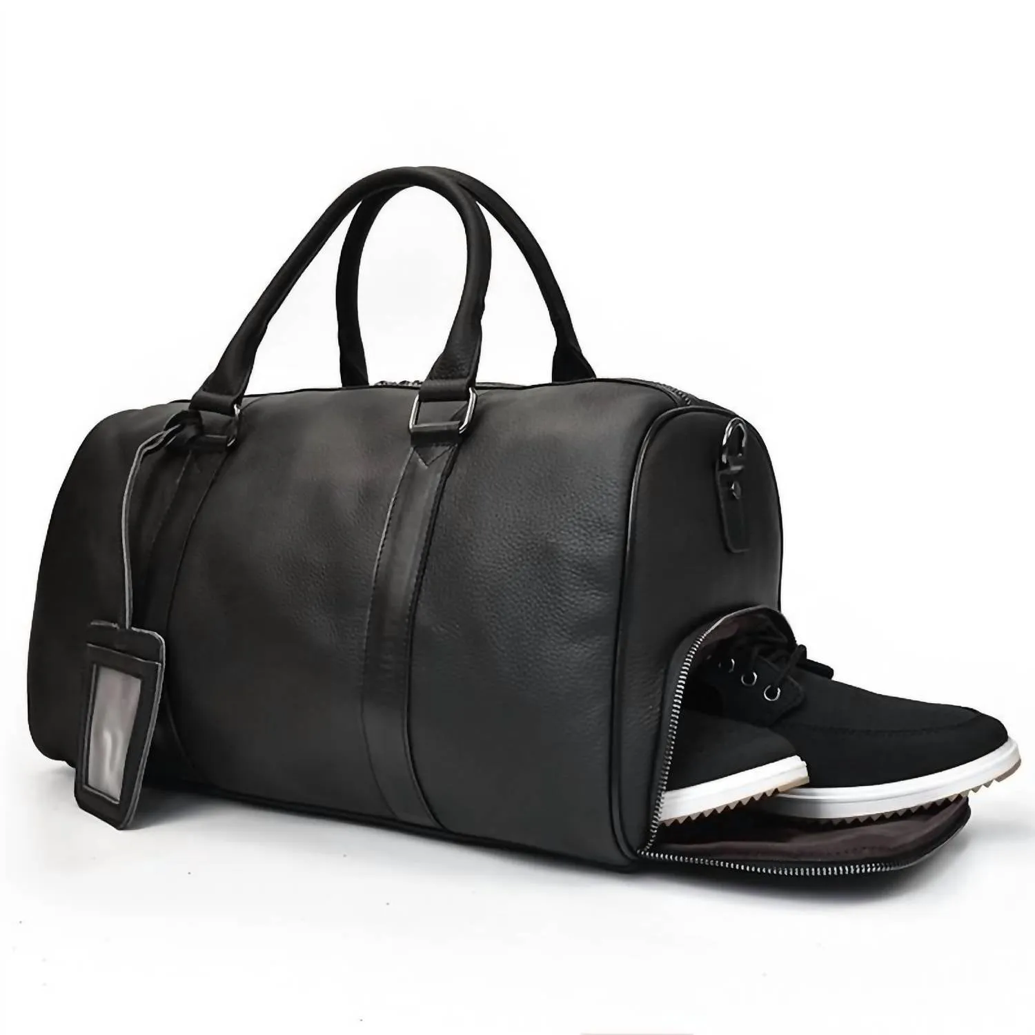 Men's Endre Weekender Vintage Leather Duffle Bag In Black