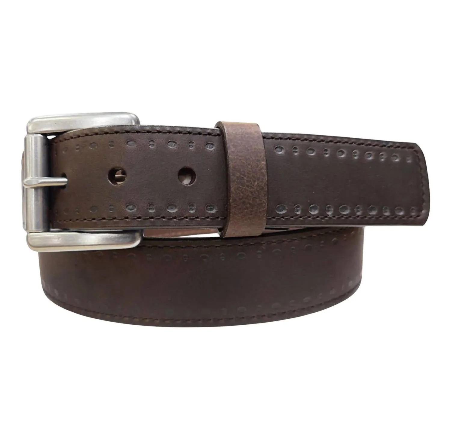 Men's Fargo Bison Leather Usa Belt In Brown