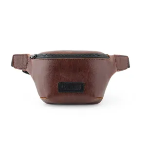 Men's Leather Belt Bag Fanny Pack In Bourbon