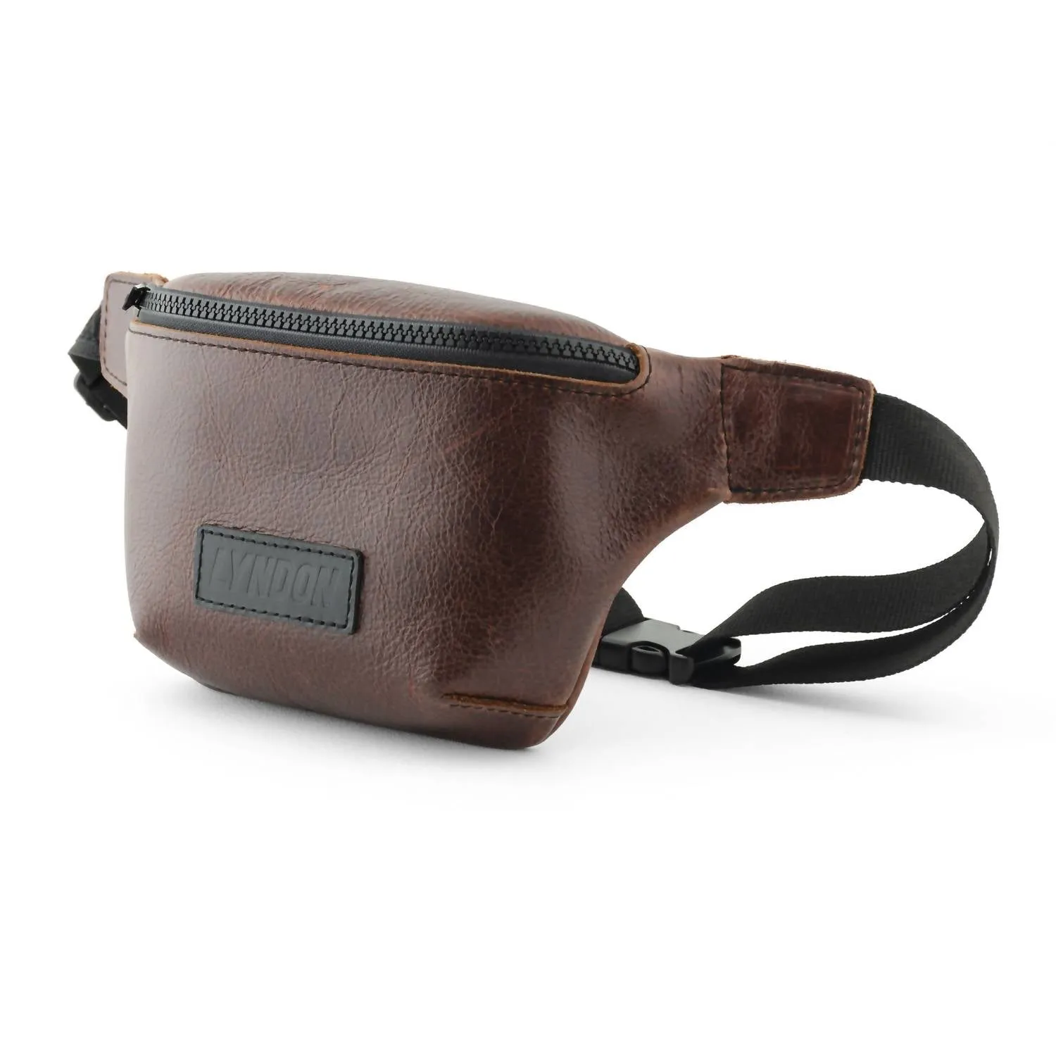 Men's Leather Belt Bag Fanny Pack In Bourbon
