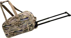 Men's Tapestry Rolling Duffel Bag With Wheels In Natural