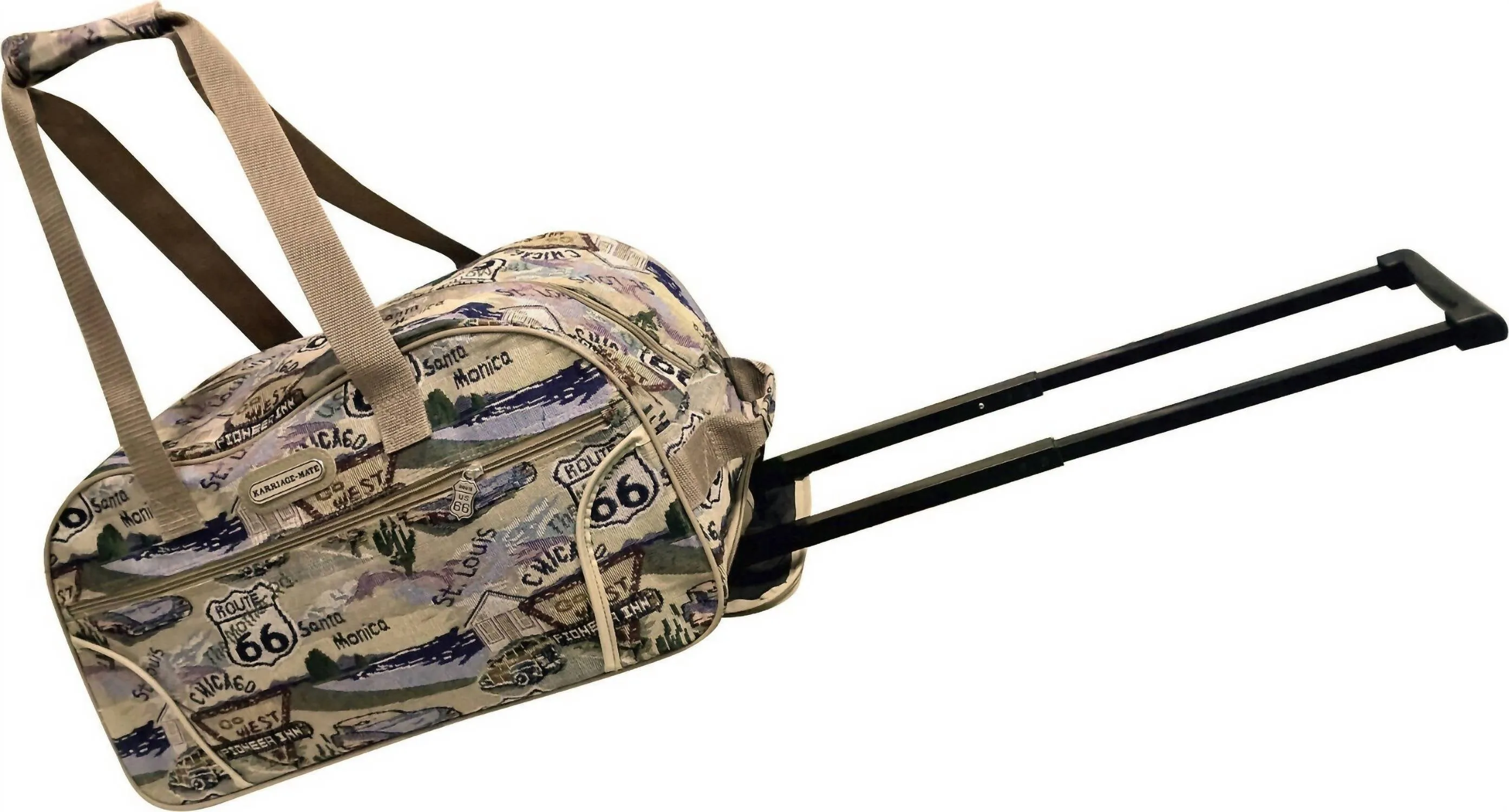Men's Tapestry Rolling Duffel Bag With Wheels In Natural