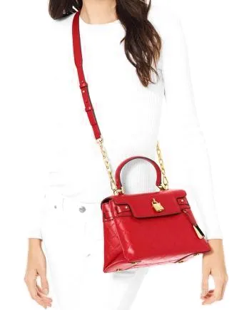 Michael Michael Kors Gramercy Chain Embossed Leather Top Handle Satchel