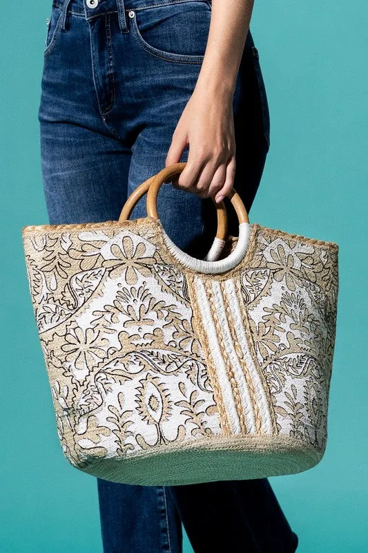 Myth Filigree Jute Tote Bag
