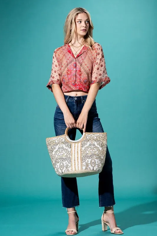 Myth Filigree Jute Tote Bag