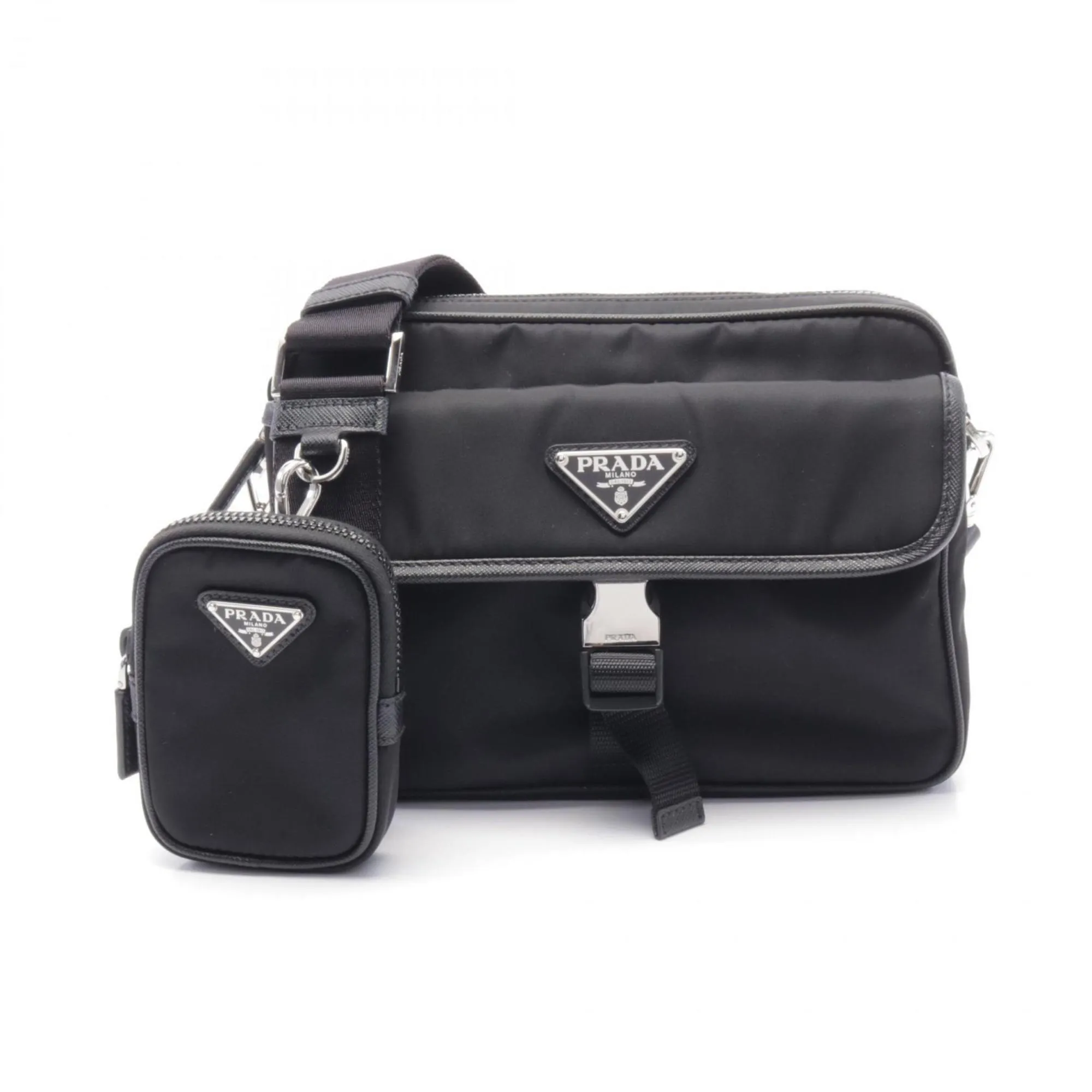 Prada Nylon Leather Shoulder Bag (Pre-Owned)