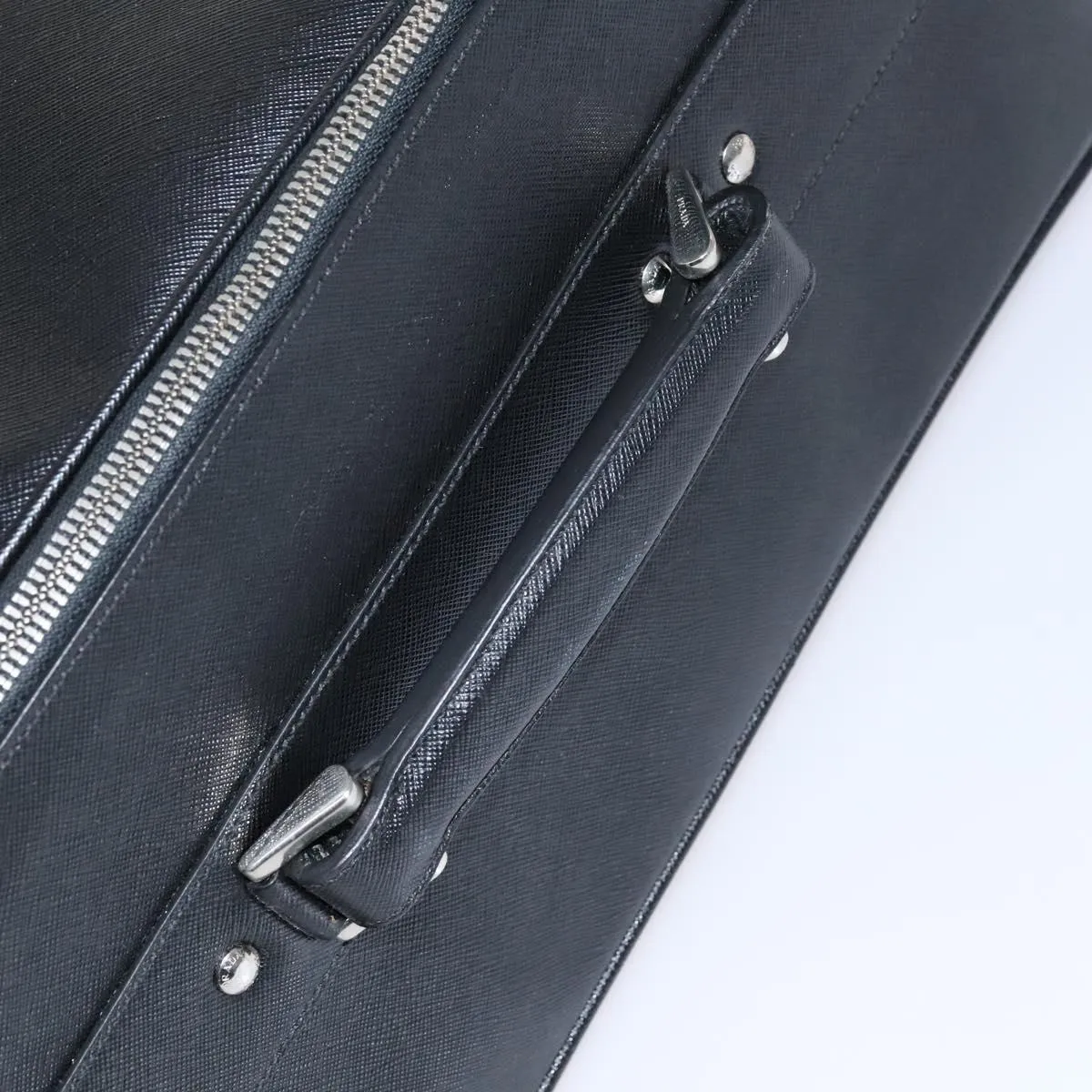Prada Triangle Logo Leather Travel Bag (Pre-Owned)