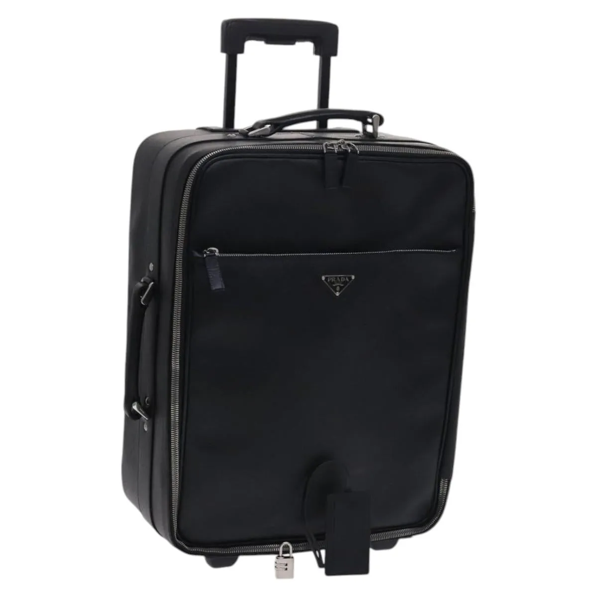 Prada Triangle Logo Leather Travel Bag (Pre-Owned)