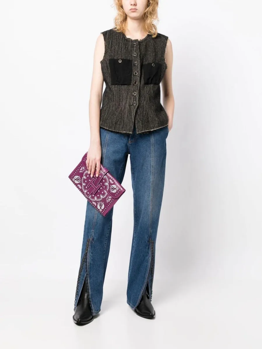 Purple Hand-Painted Bandana Jige Clutch