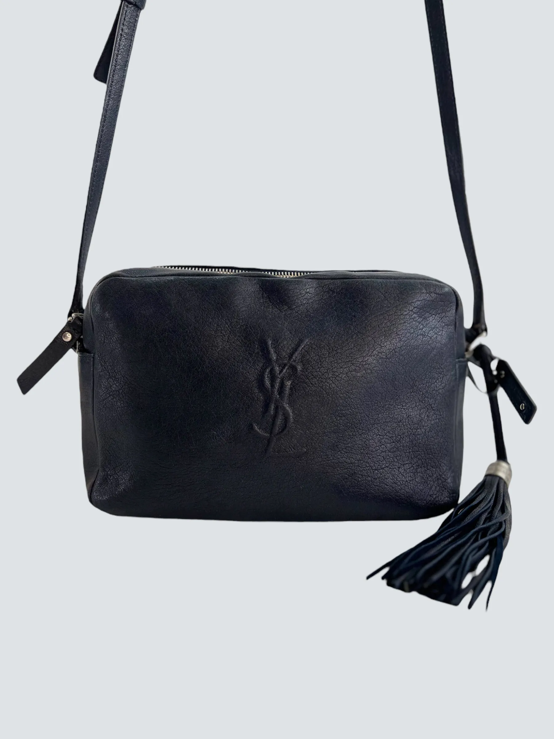 Saint Laurent Black Leather "Lou" Crossbody