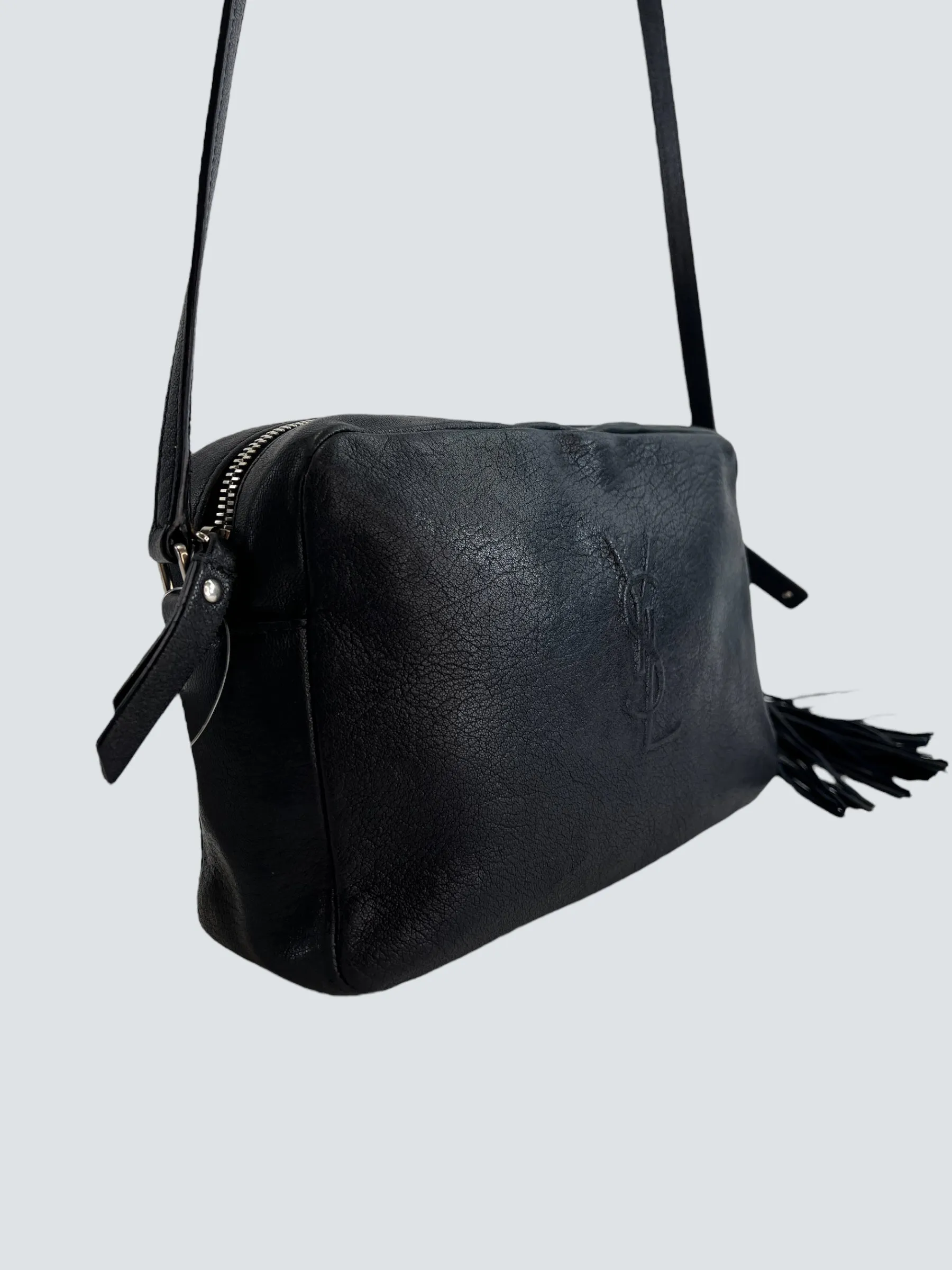 Saint Laurent Black Leather "Lou" Crossbody