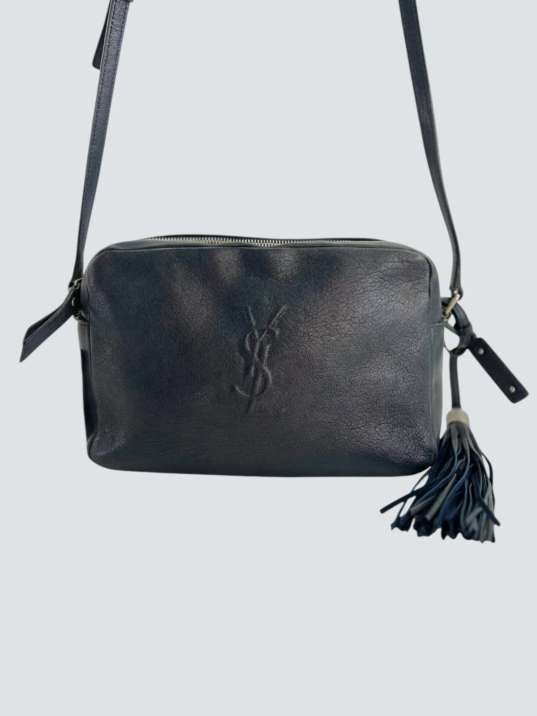 Saint Laurent Black Leather "Lou" Crossbody