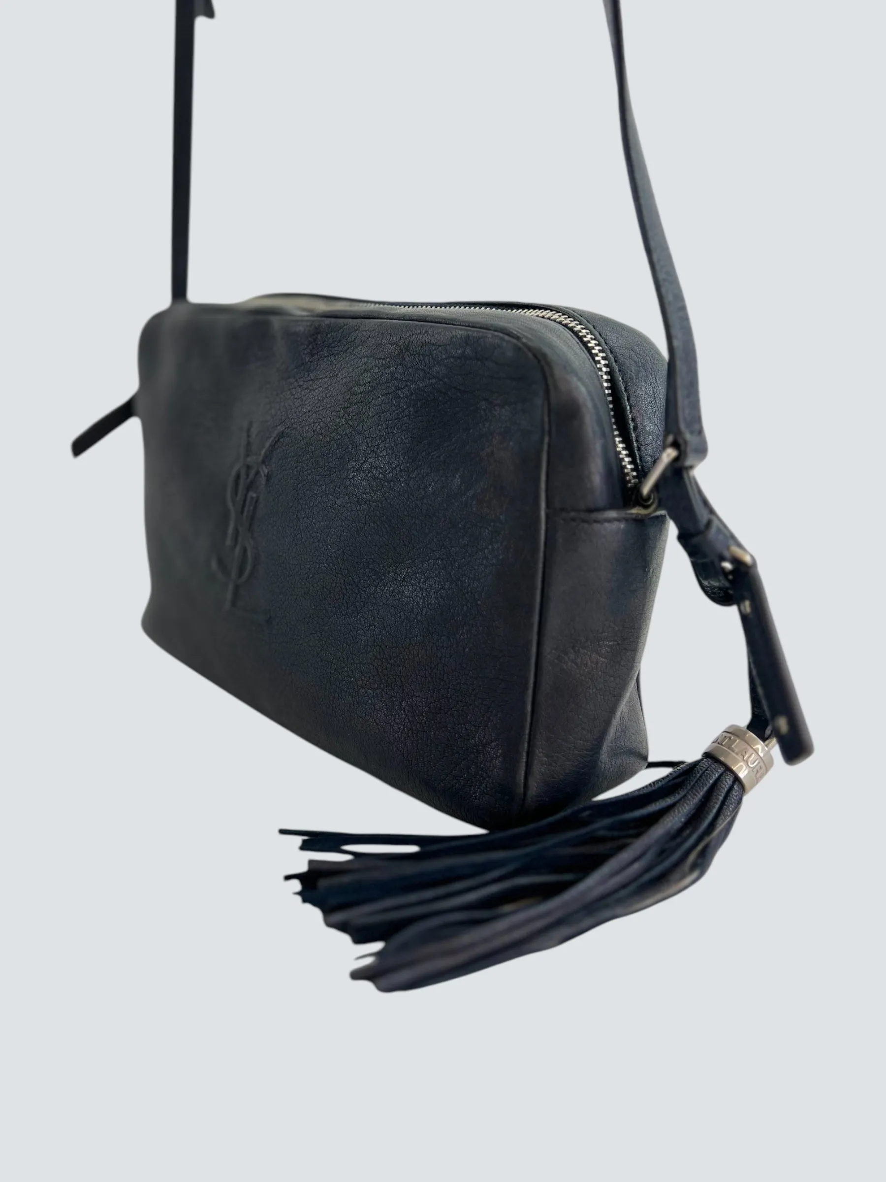 Saint Laurent Black Leather "Lou" Crossbody