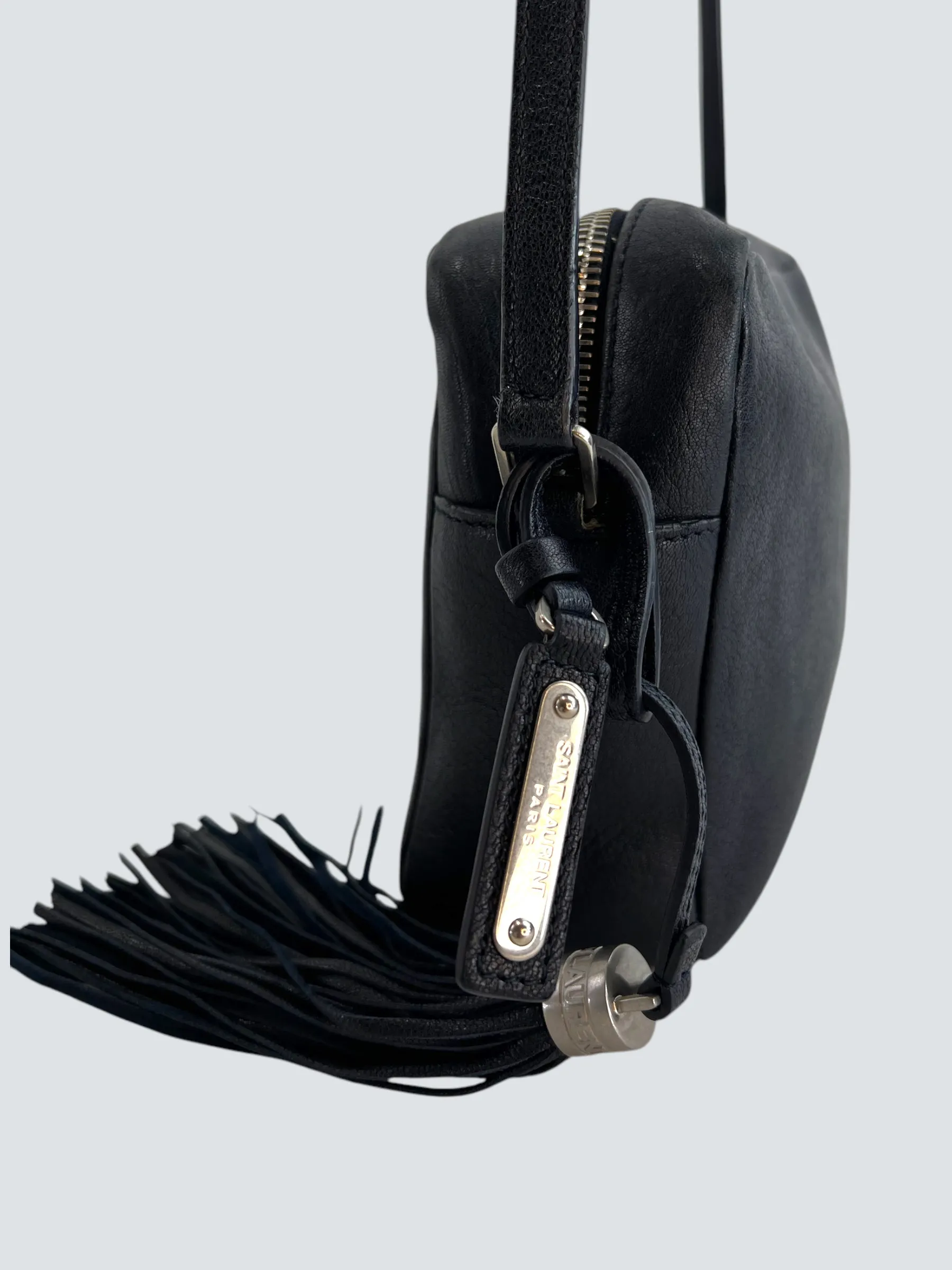 Saint Laurent Black Leather "Lou" Crossbody