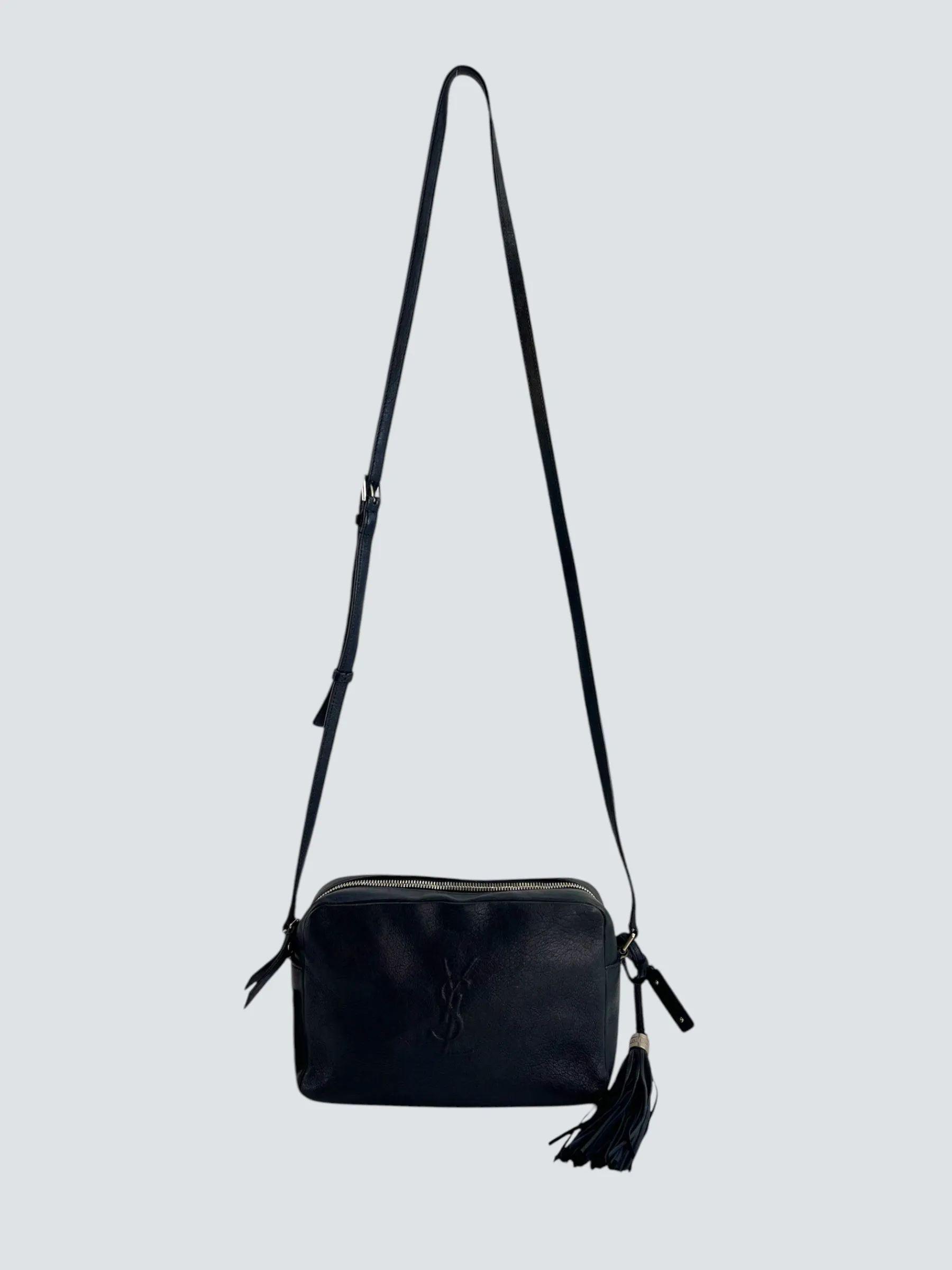 Saint Laurent Black Leather "Lou" Crossbody
