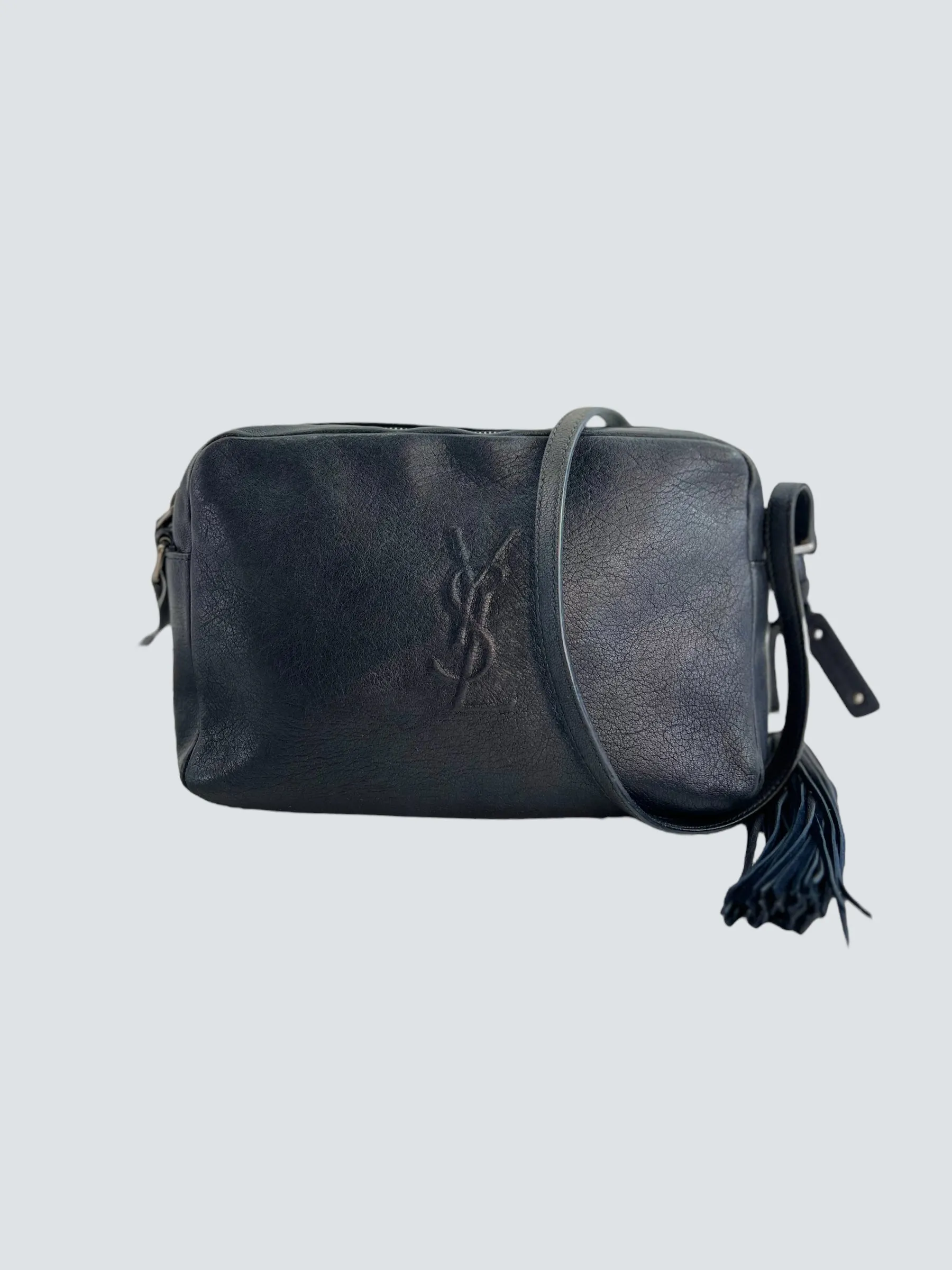 Saint Laurent Black Leather "Lou" Crossbody