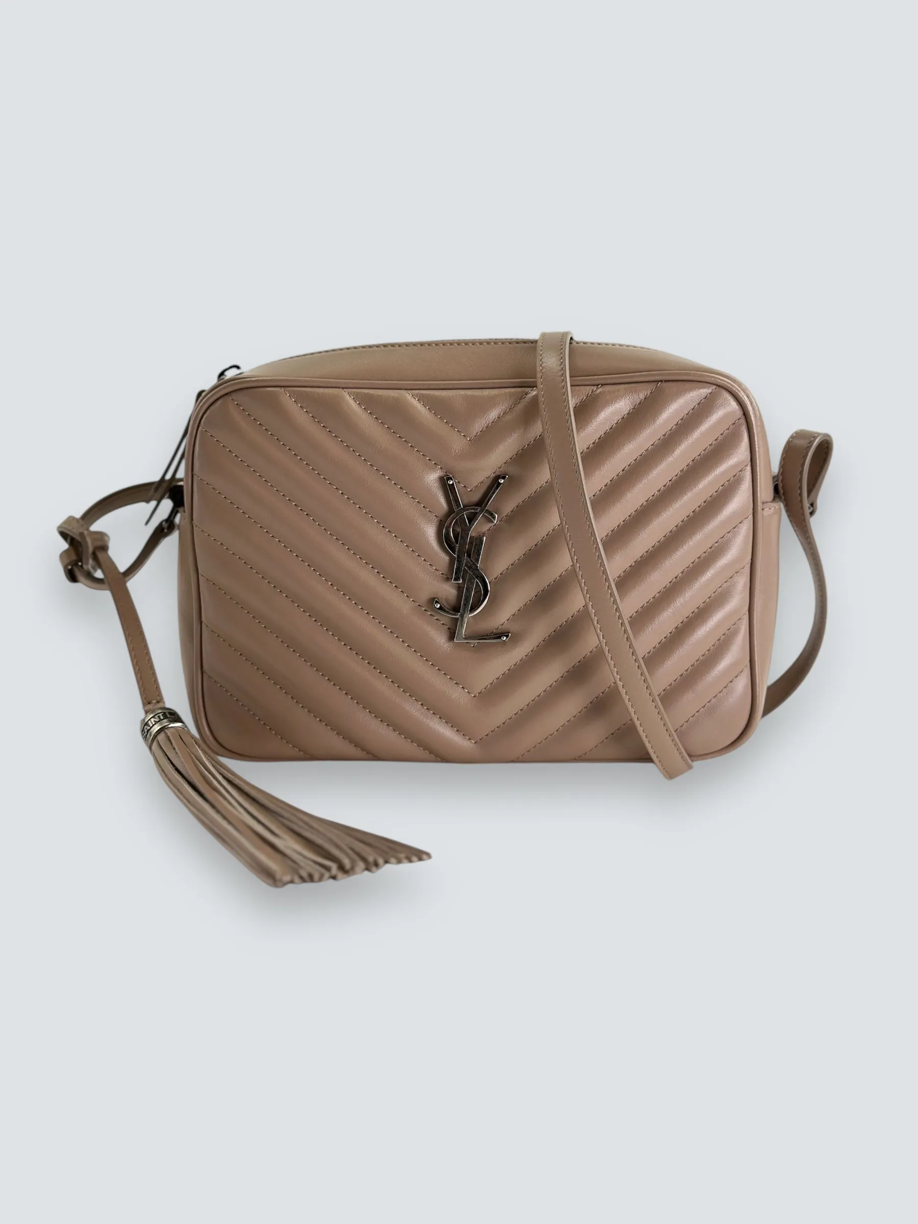 Saint Laurent Cream Leather Medium Lou Camera Bag