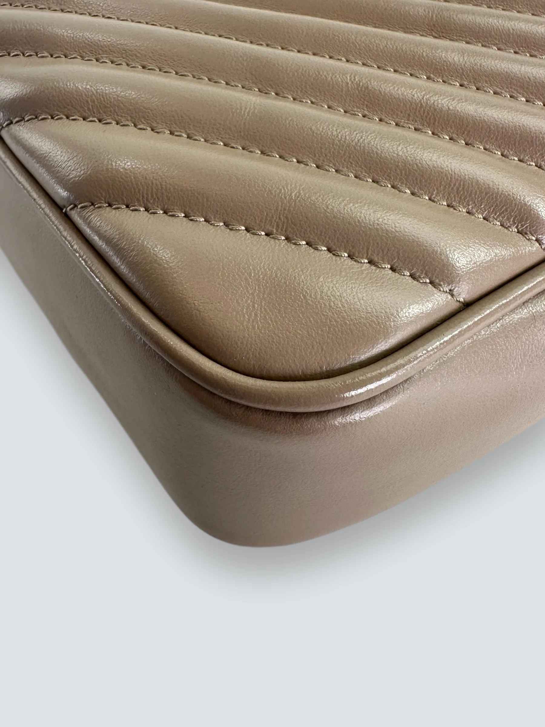 Saint Laurent Cream Leather Medium Lou Camera Bag