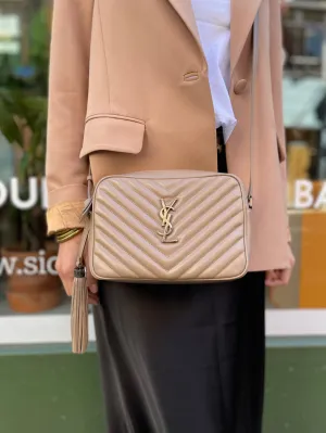 Saint Laurent Cream Leather Medium Lou Camera Bag