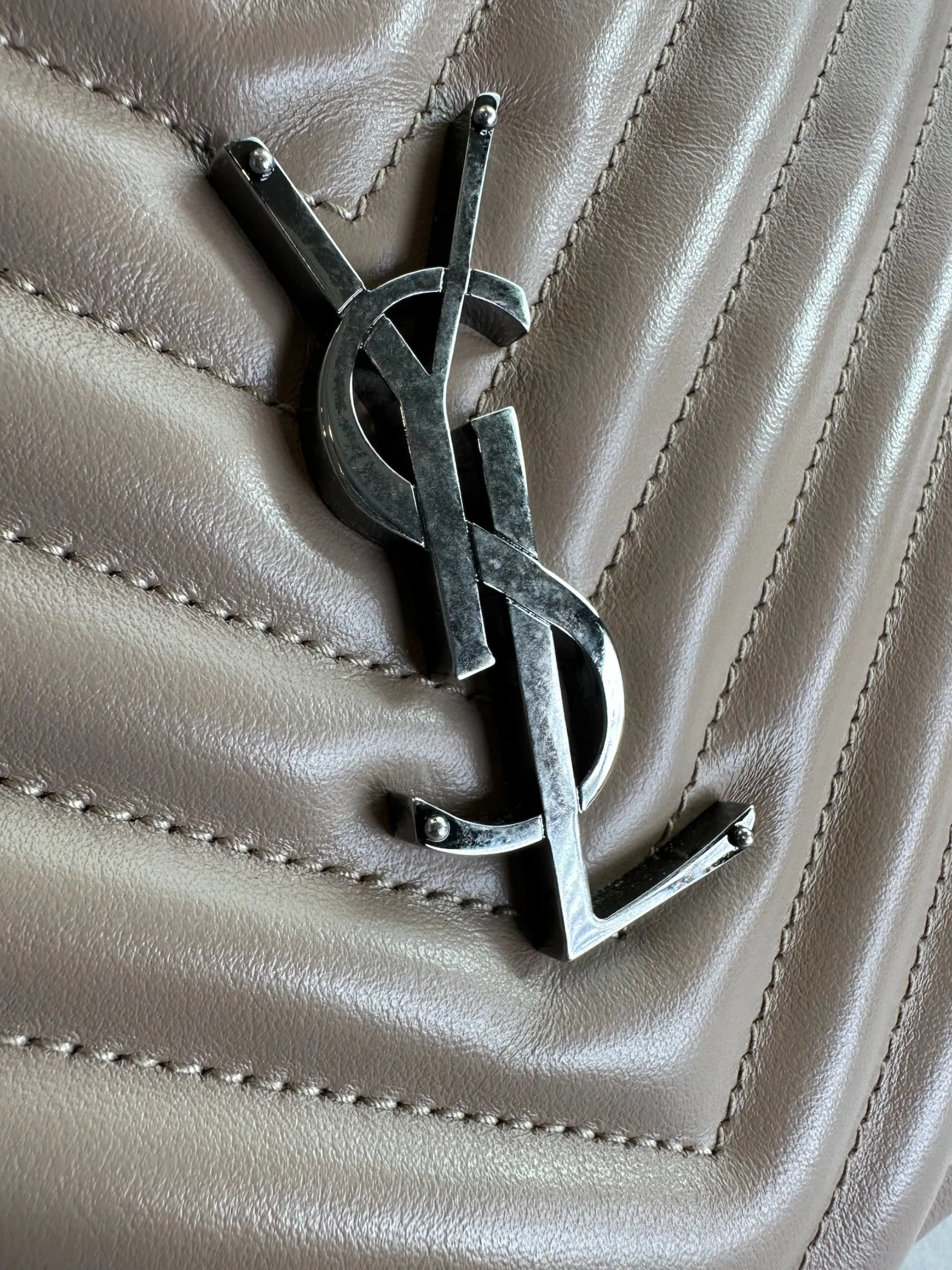 Saint Laurent Cream Leather Medium Lou Camera Bag