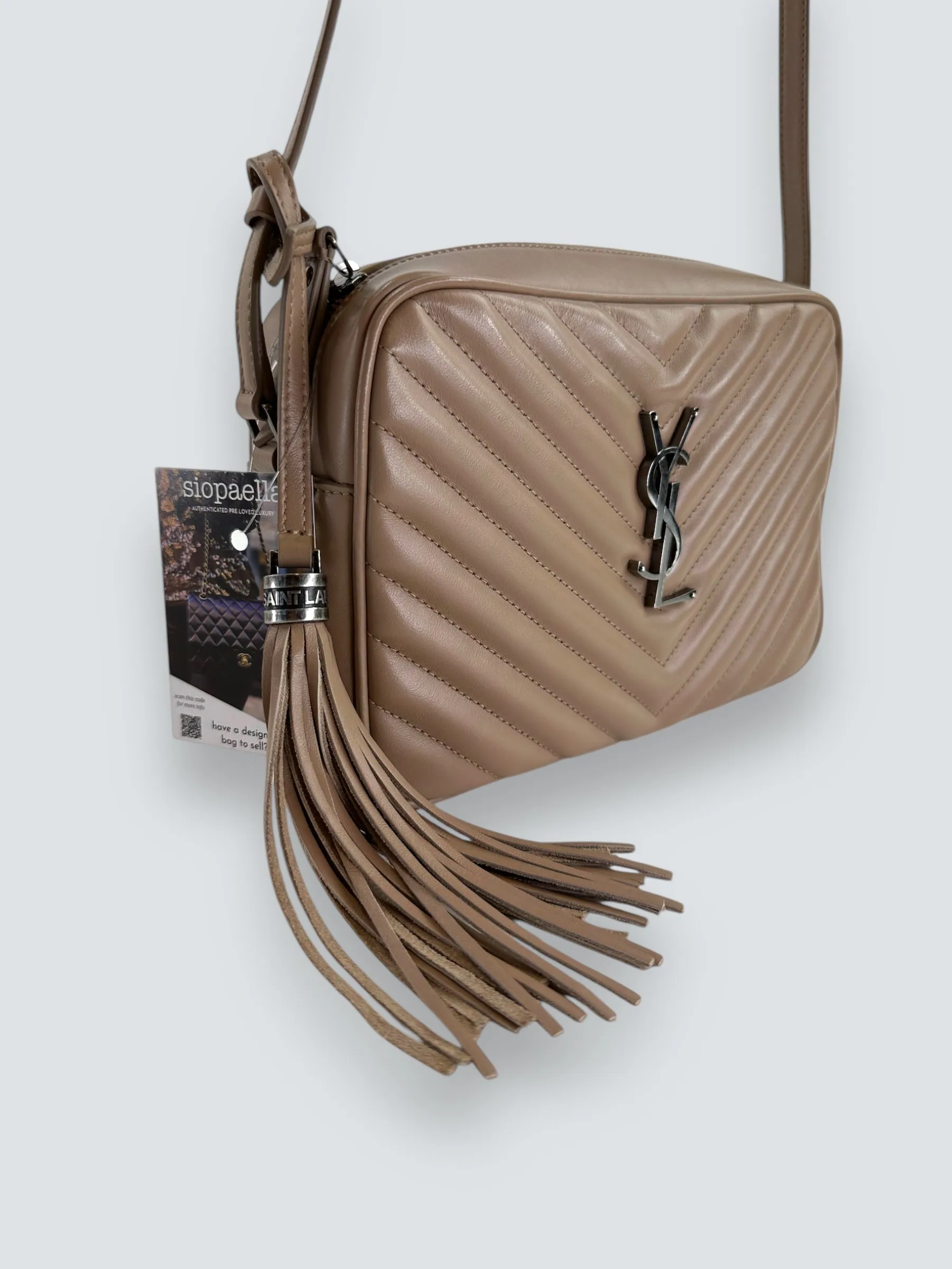 Saint Laurent Cream Leather Medium Lou Camera Bag
