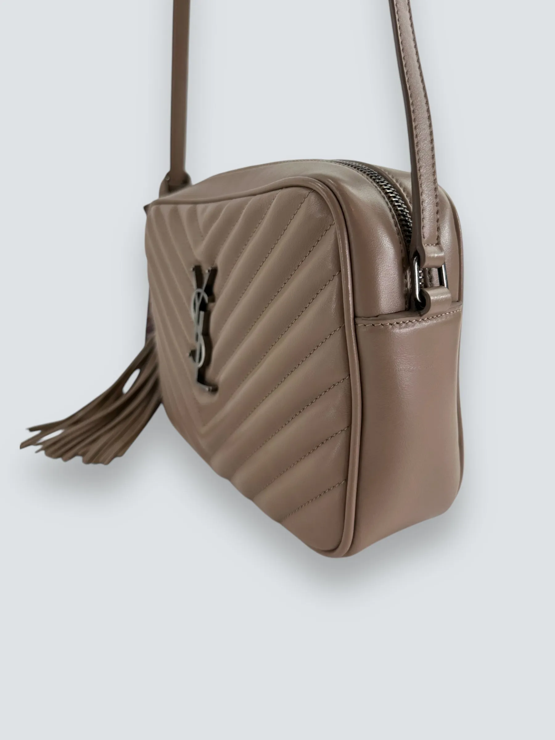 Saint Laurent Cream Leather Medium Lou Camera Bag