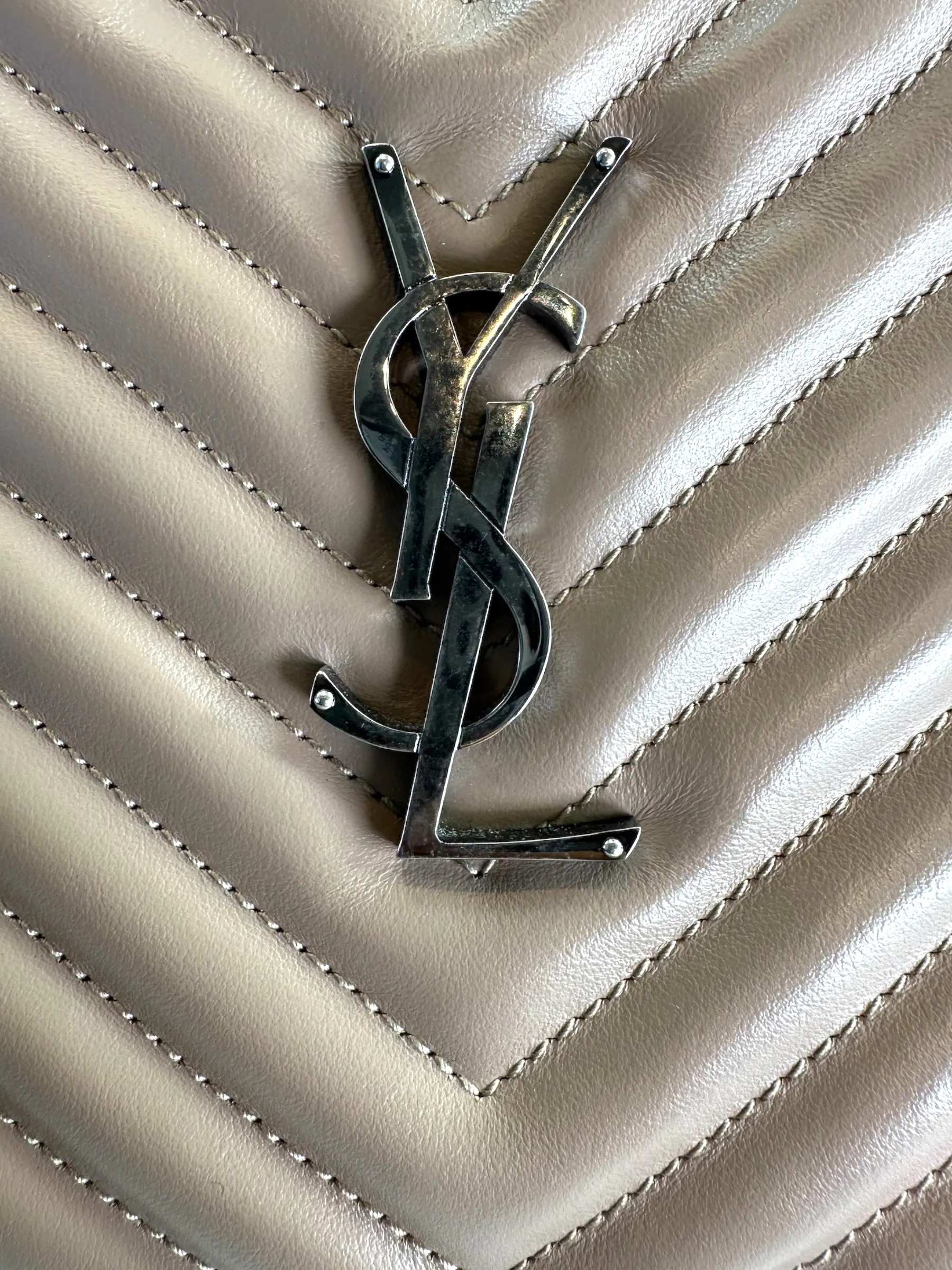 Saint Laurent Cream Leather Medium Lou Camera Bag
