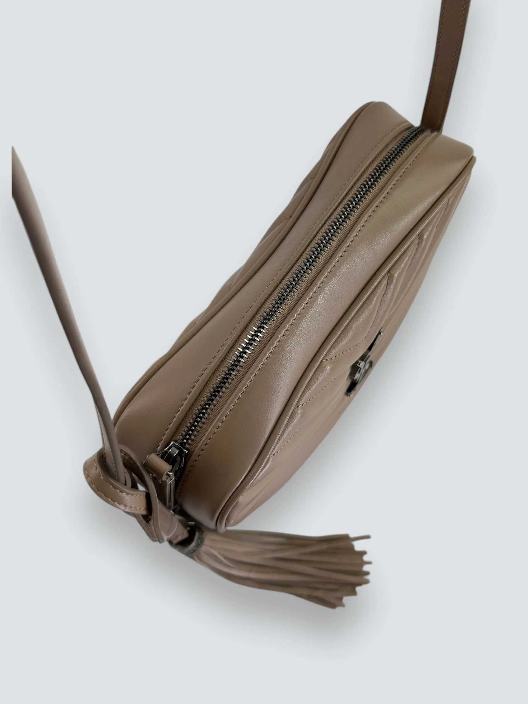 Saint Laurent Cream Leather Medium Lou Camera Bag