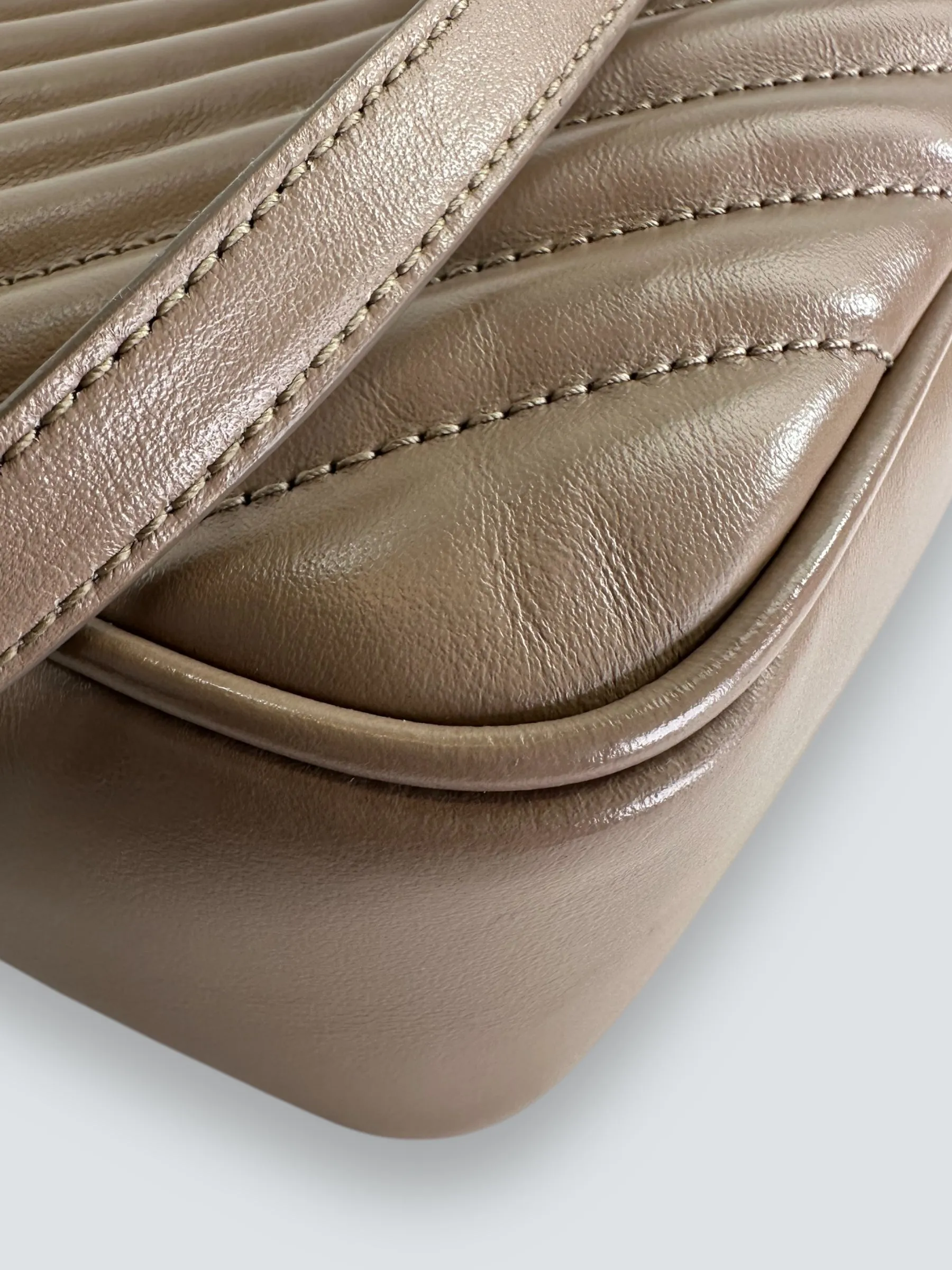 Saint Laurent Cream Leather Medium Lou Camera Bag