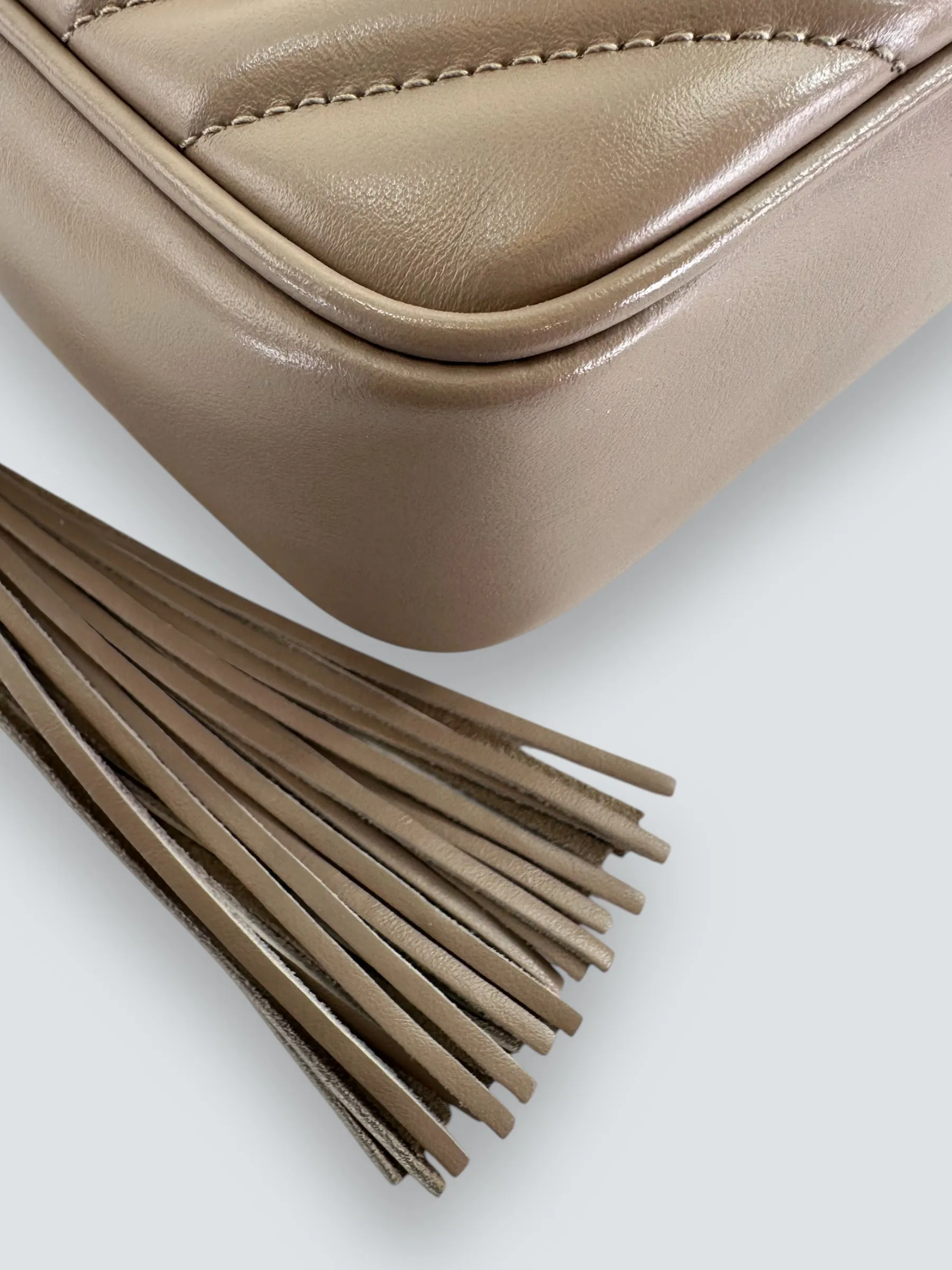 Saint Laurent Cream Leather Medium Lou Camera Bag