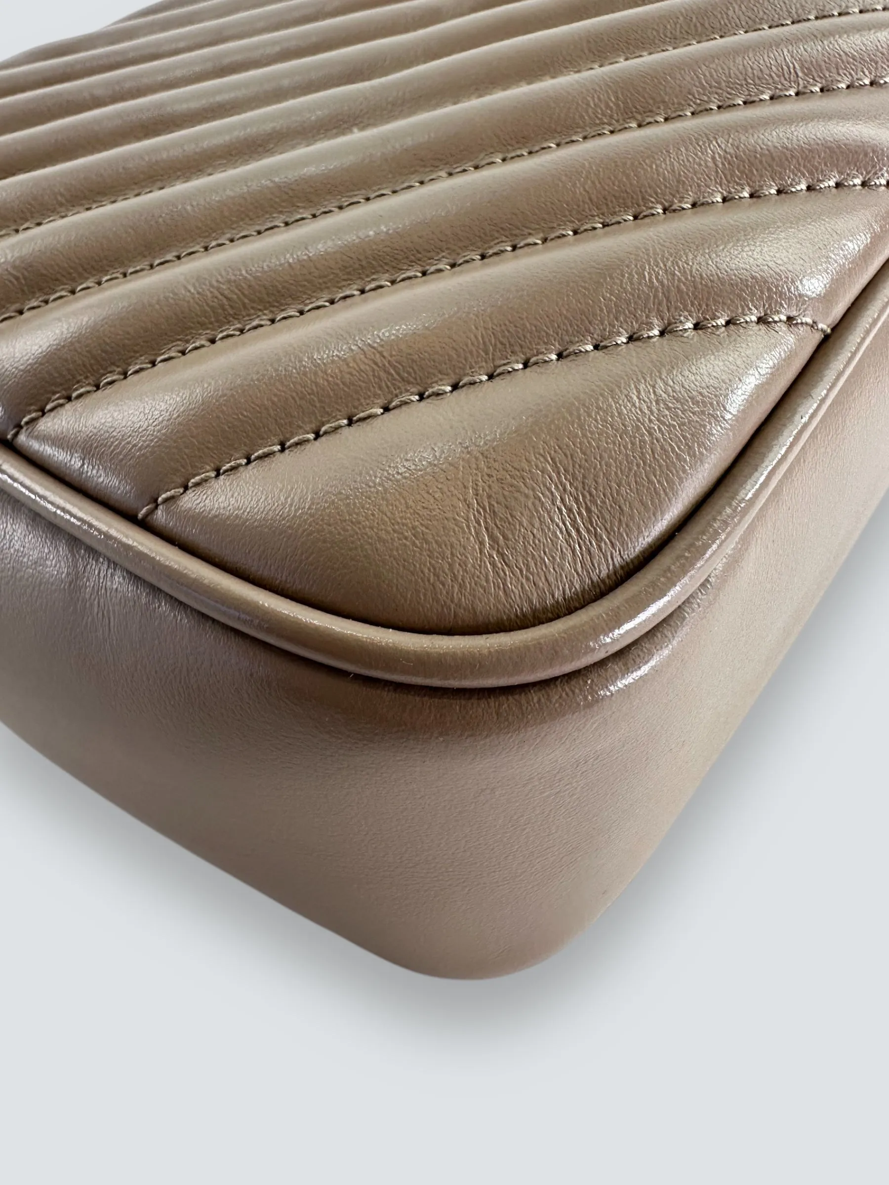 Saint Laurent Cream Leather Medium Lou Camera Bag