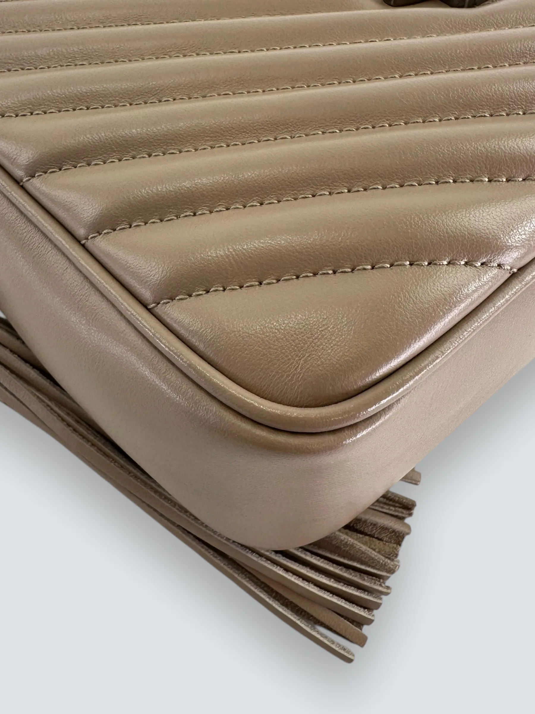 Saint Laurent Cream Leather Medium Lou Camera Bag