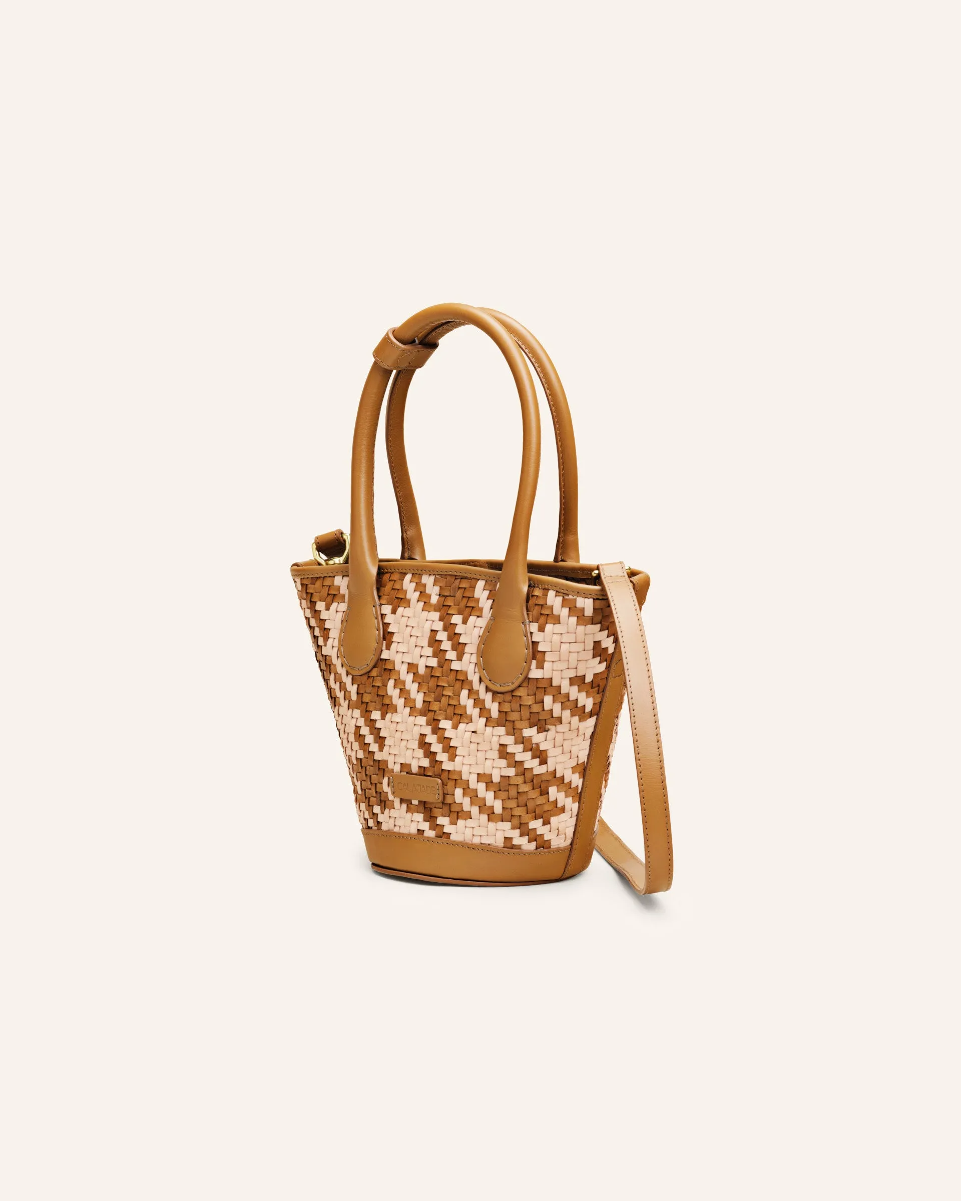 SANDHI Mini Hound Tooth Camel Twill Shoulder bag