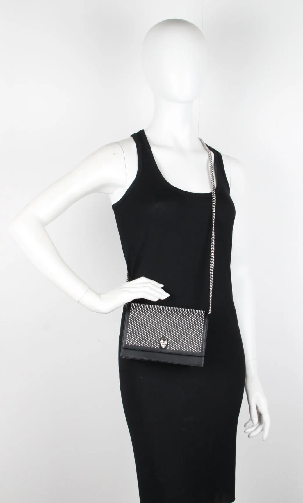 Skull Mini Bag Studded, Black/Silver