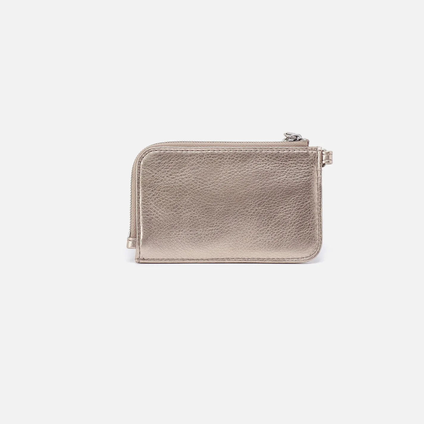 Tabby Card Wristlet In Metallic Leather - Cameo Quartz