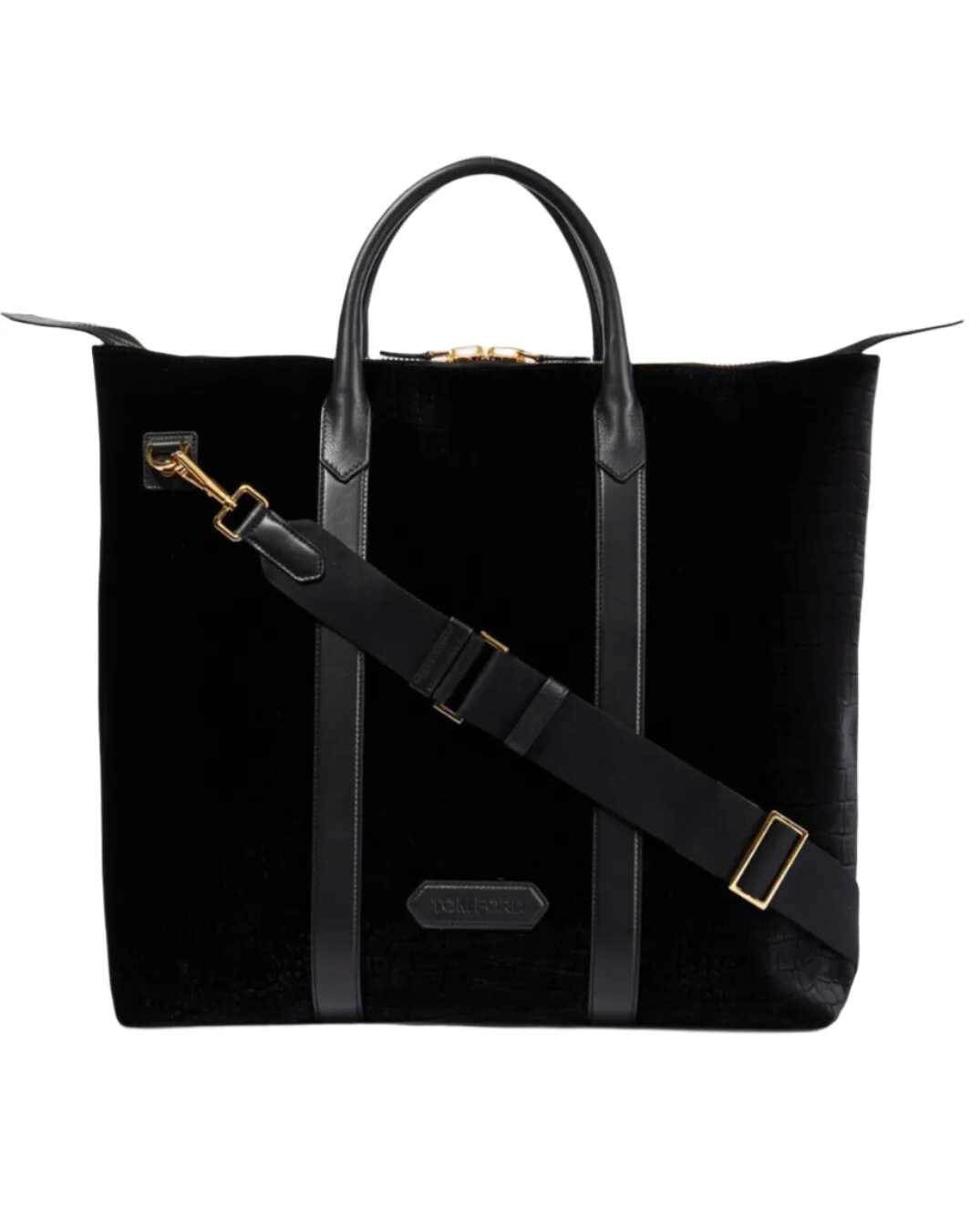 Tom Ford Mens Brown Croc-Effect Holdall Bag