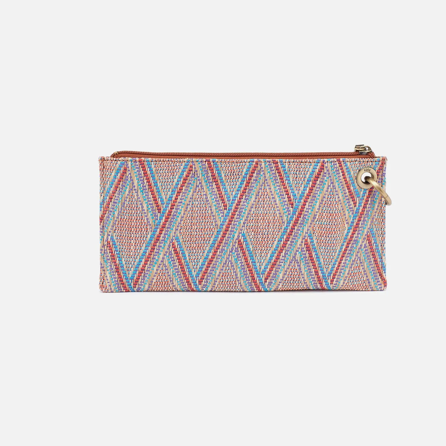 Vida Wristlet In Multi Weave With Leather Trim - Sunset Raffia