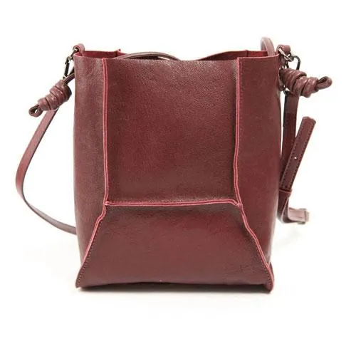 VIntage Womens Leather Burgundy Tote Purse Bucket Tote Small Black Shoulder Bucket Work Bag for Ladies