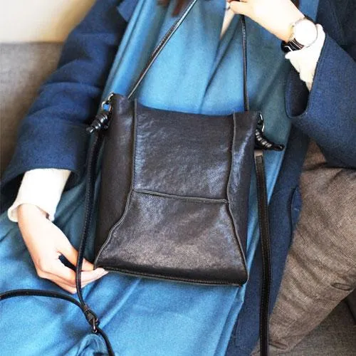 VIntage Womens Leather Burgundy Tote Purse Bucket Tote Small Black Shoulder Bucket Work Bag for Ladies