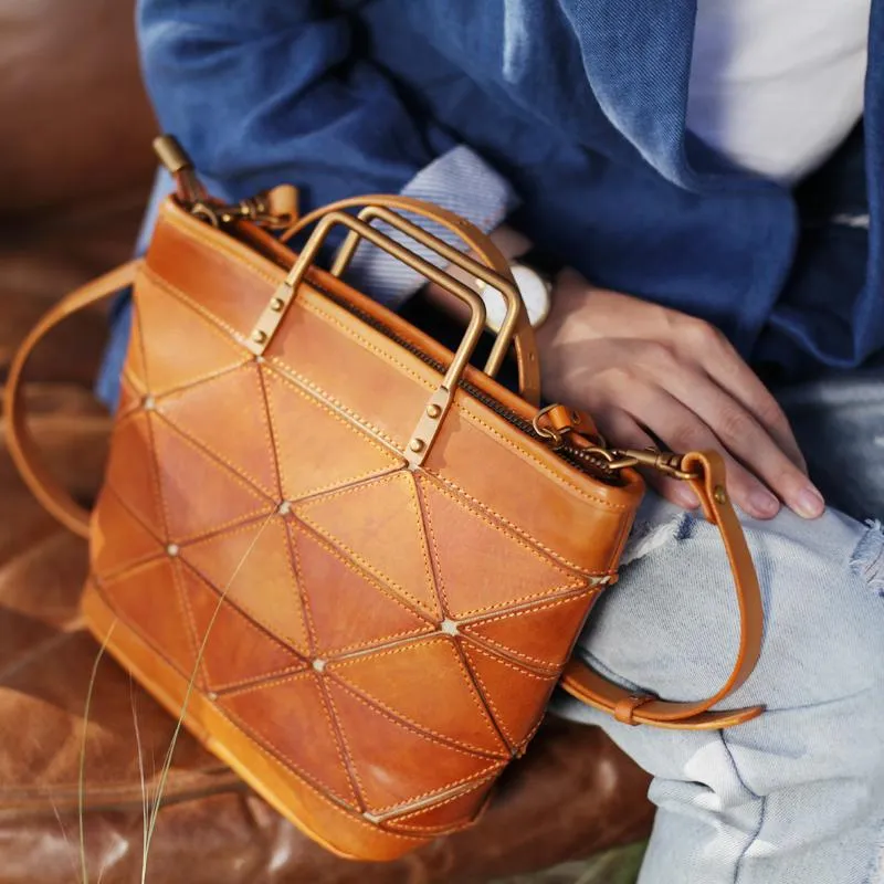 Vintage Womens Tan Leather Handbag Small Brown Shopper Handbag Unusual Black Tote Handbags Purses