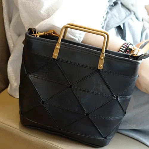 Vintage Womens Tan Leather Handbag Small Brown Shopper Handbag Unusual Black Tote Handbags Purses
