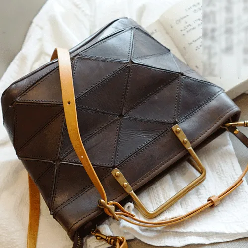 Vintage Womens Tan Leather Handbag Small Brown Shopper Handbag Unusual Black Tote Handbags Purses