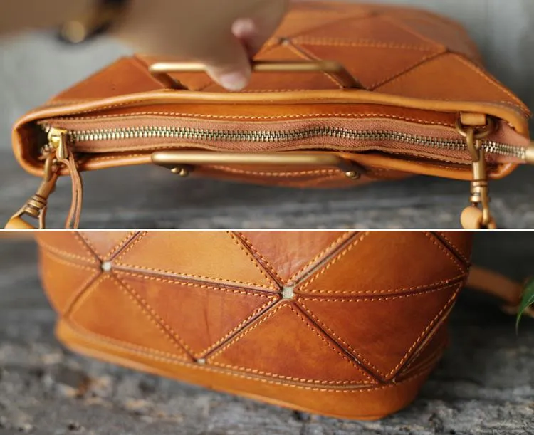Vintage Womens Tan Leather Handbag Small Brown Shopper Handbag Unusual Black Tote Handbags Purses